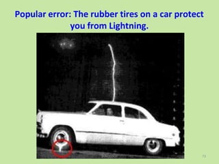 Popular error: The rubber tires on a car protect
you from Lightning.
TANGEDCO 73
 