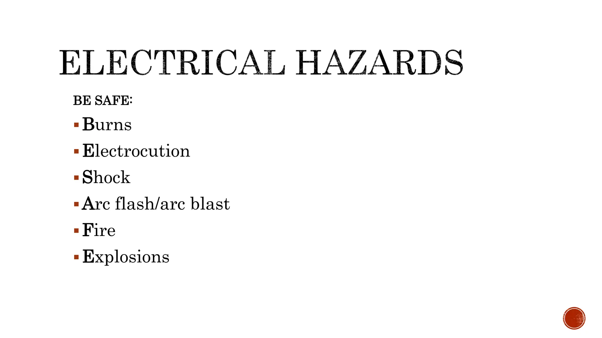 Electrical safety in INSTALLATION AND MAINTENANCE OF ELECTRICAL ...