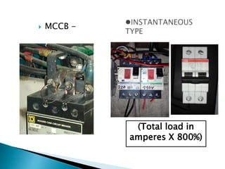  MCCB -
(Total load in
amperes X 800%)
 