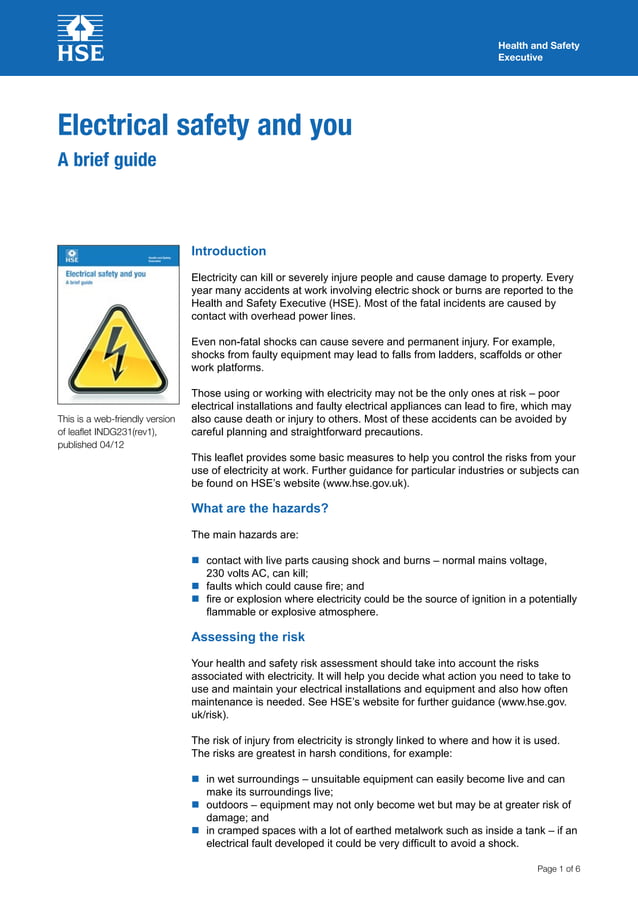 High Risk Activity Electrical Electrical safety and you-A brief guide_INDG231(rev1), published 04.12.pdf