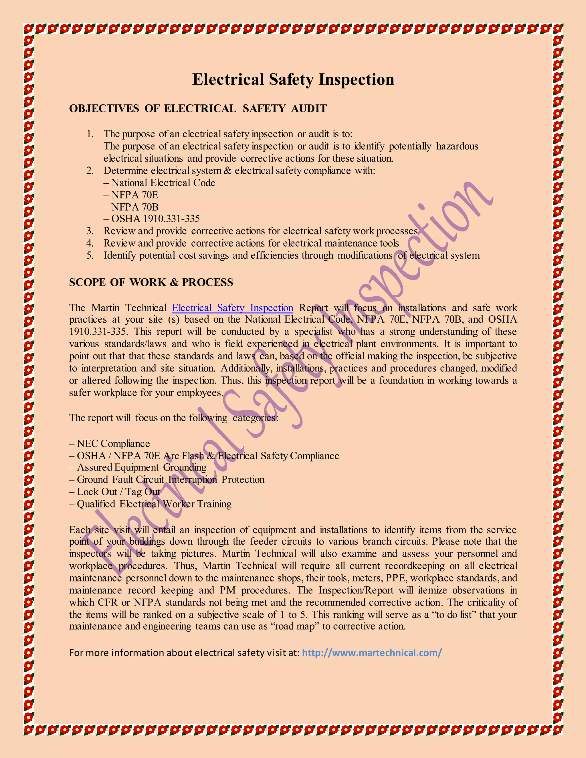 Electrical safety inspection PDF
