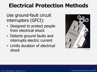 PPT 10-hr. General Industry – Electrical v.03.01.17
33
Created by OTIEC Outreach Resources Workgroup
Electrical Protection...