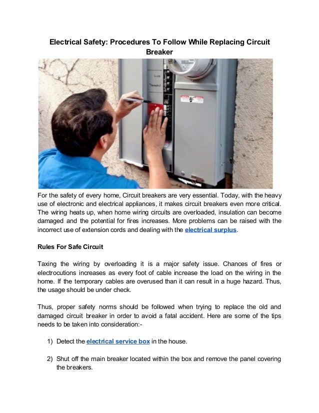 Electrical safety procedures to follow while replacing circuit breaker