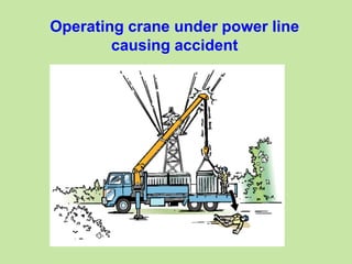 Operating crane under power line
causing accident
 