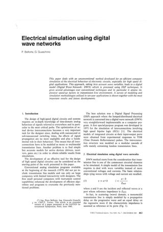 Electrical Simulation Using Digital Wave Networks( Iasted International Symposium Paris June1985)