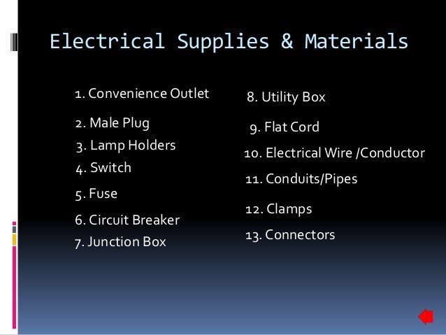 Electrical supplies & materials