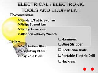 Electrical Tools And Equipment Ppt