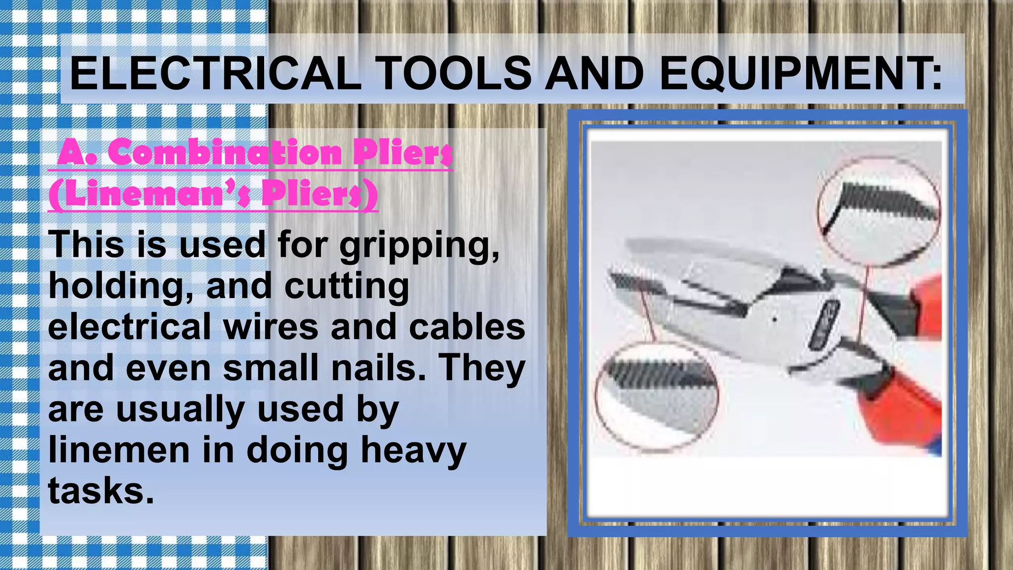 Electrical tools and equipment PPT