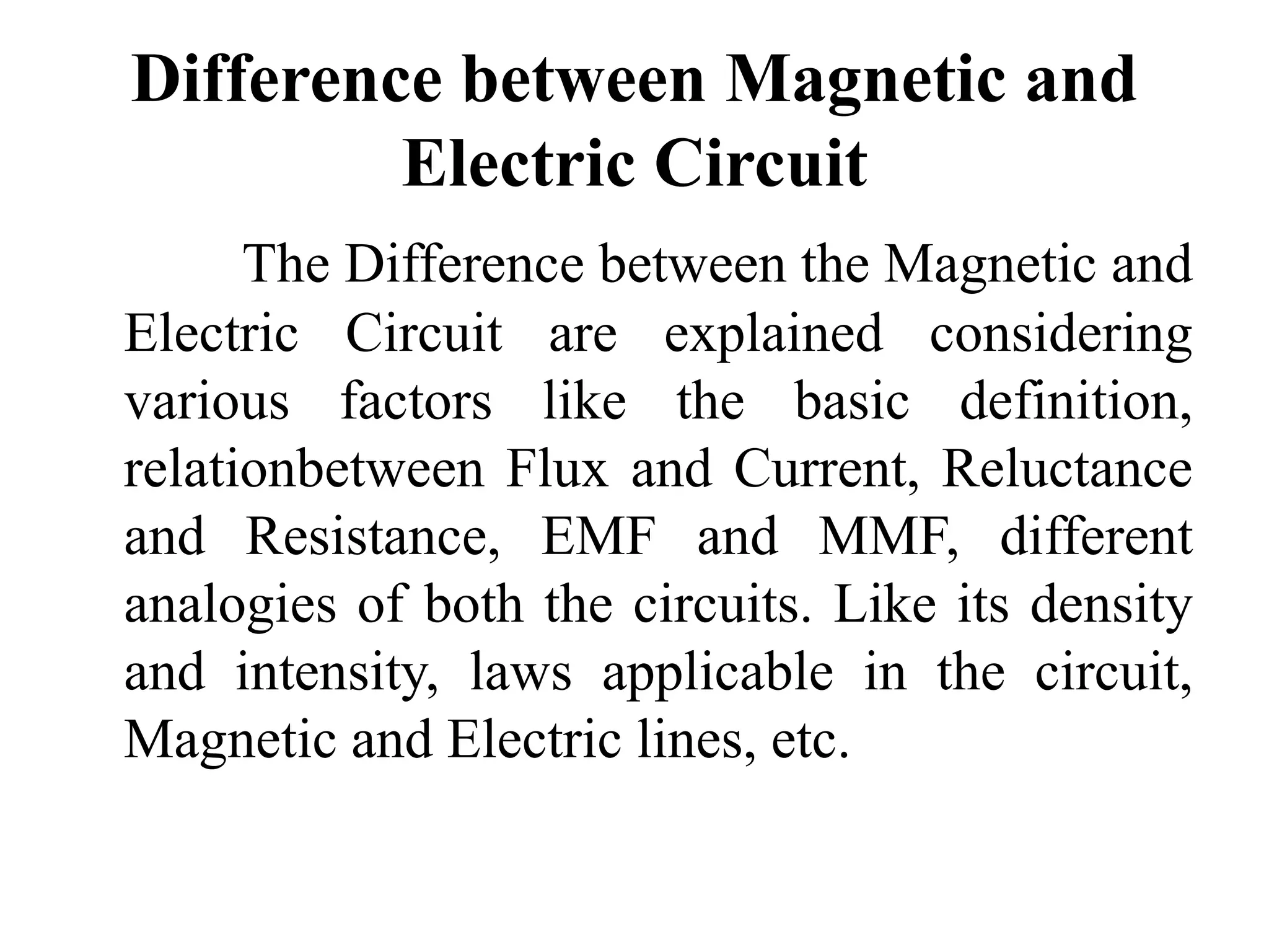 Electric and magnetic circuits | PPT