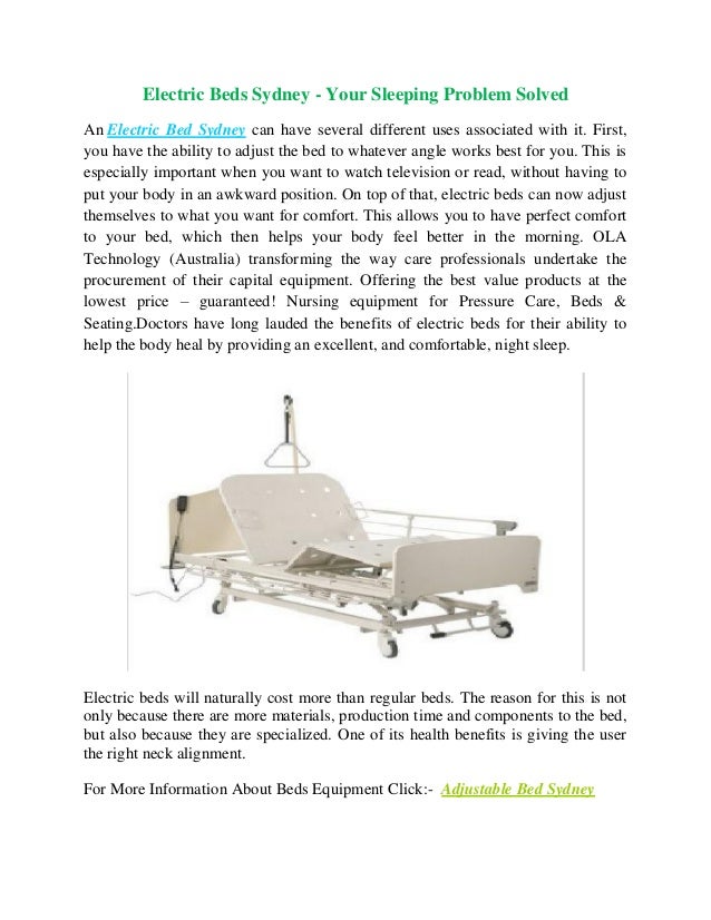 Electric Beds Sydney Your Sleeping Problem Solved