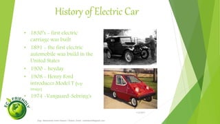 History of EV’s
1/5/2017
Engr.Mohammad Imam Hossain ( Rubel), Email: rubelduet04@gmail.com
 