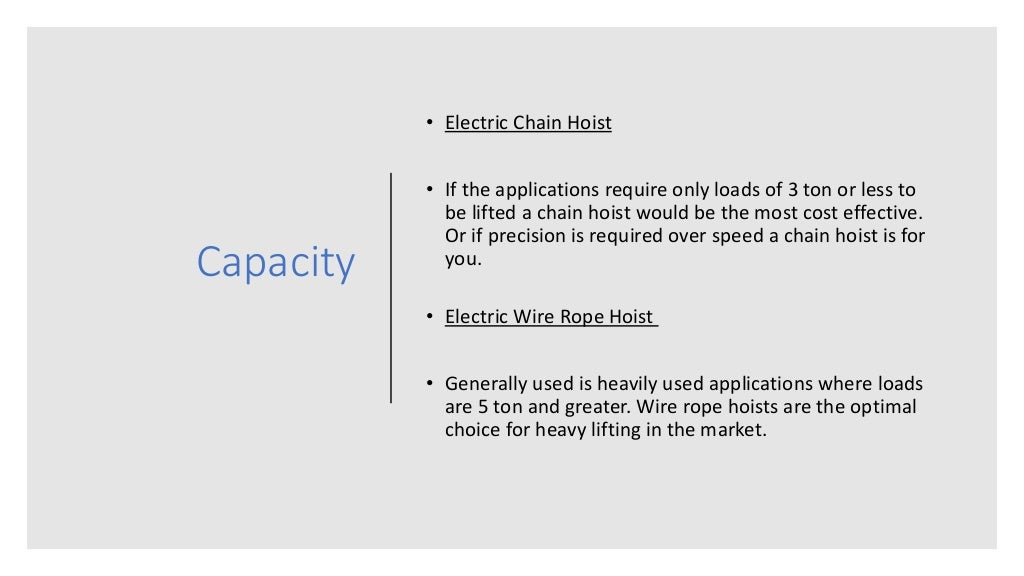 Electric chain hoists vs electric wire rope hoists