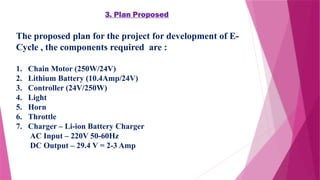 Sample Ec Project Plan ELECTRIC CYCLE introduction to electric cycle project | PPTX