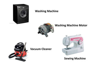 Washing Machine
Washing Machine Motor
Sewing Machine
Vacuum Cleaner
 