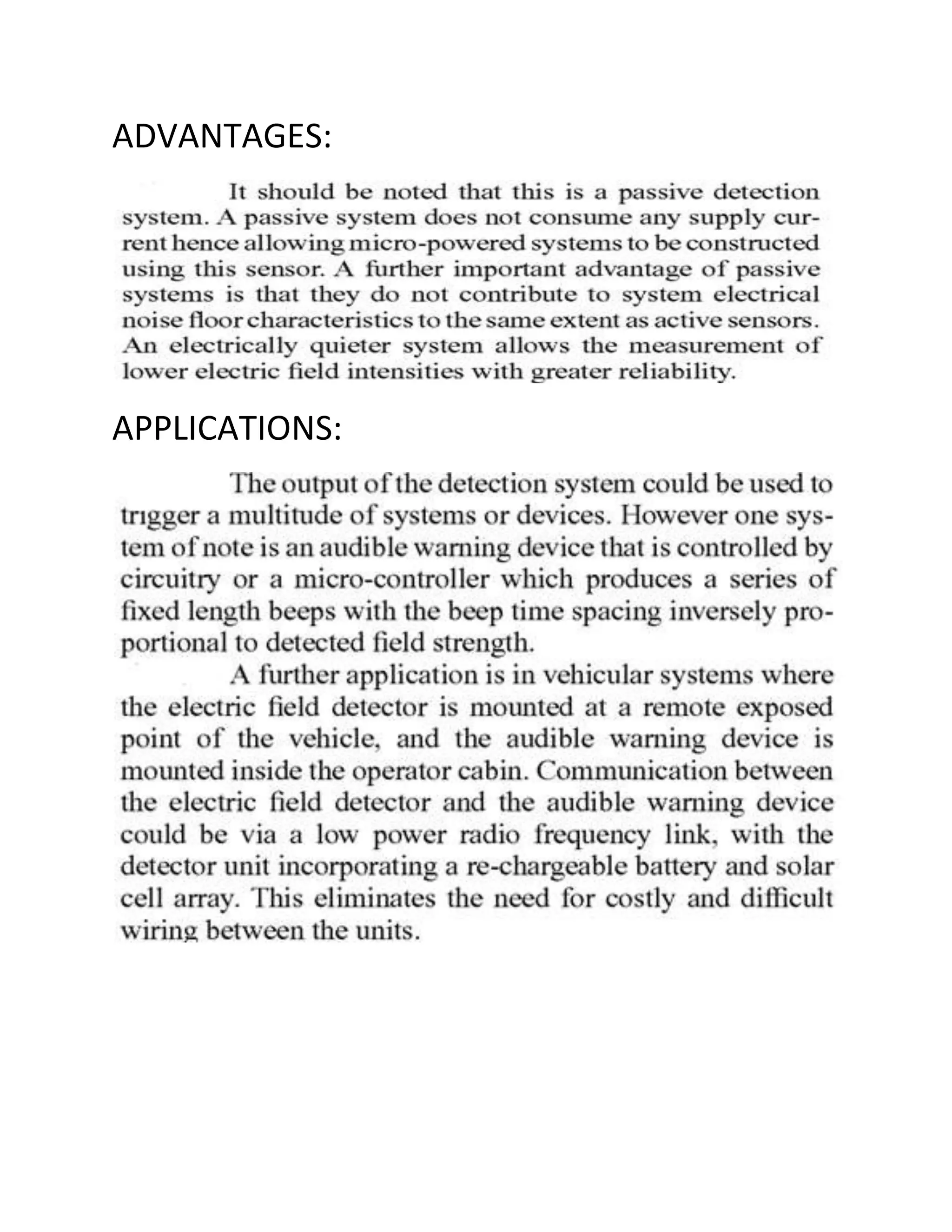 ADVANTAGES:
APPLICATIONS:
 