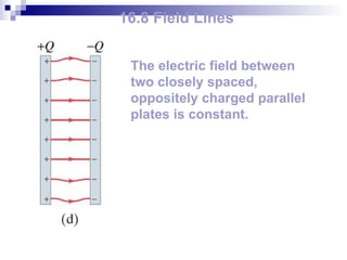 16.8 Field Lines The electric field between two closely spaced, oppositely charged parallel plates is constant. 