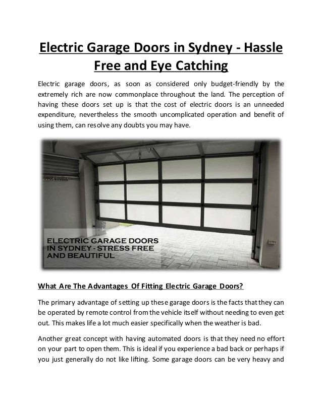 Electric Garage Doors In Sydney Hassle Free And Eye Catching