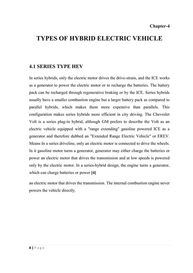 Electric hybrid vehicle Seminar Report