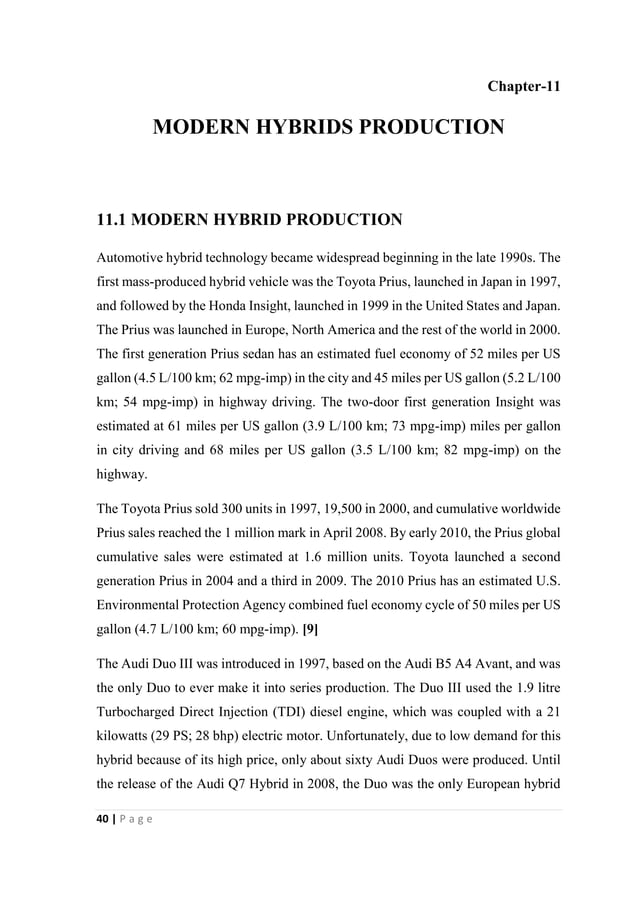 Electric hybrid vehicle Seminar Report