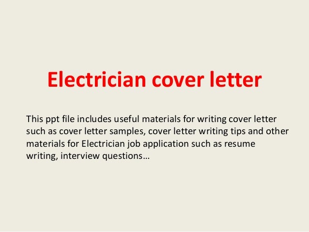 electrician cover letter electrician cover letter sample