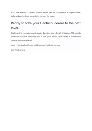 Electrician Resume Examples & Writing Guide for 2025 | PDF