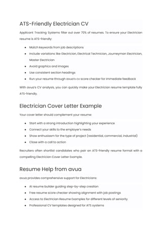 Electrician Resume Examples & Writing Guide for 2025 | PDF
