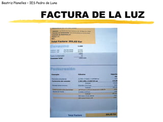 Beatriz Planelles – IES Pedro de Luna



                          FACTURA DE LA LUZ
 