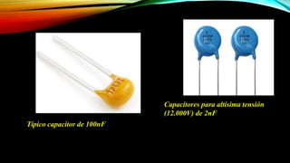 Capacitores para altísima tensión
(12.000V) de 2nF
Típico capacitor de 100nF
 