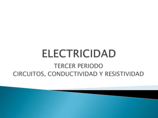 TERCER PERIODO
CIRCUITOS, CONDUCTIVIDAD Y RESISTIVIDAD
 