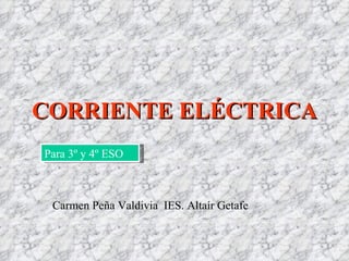 CORRIENTE ELÉCTRICA Para 3º y 4º ESO Carmen Peña Valdivia  IES. Altaír Getafe 
