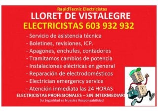 Electricistas Lloret de Vistalegre 603 932 932