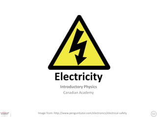Electricity
                 Introductory Physics
                   Canadian Academy




Image from: http://www.penguintutor.com/electronics/electrical-safety
 