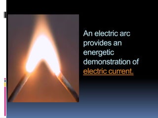 An electric arc
provides an
energetic
demonstration of
electric current.
 