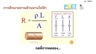 กดที่การทดลอง...
การศึกษาสภาพต้านทานไฟฟ้า
 