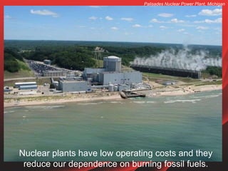Nuclear plants have low operating costs and they
reduce our dependence on burning fossil fuels.
Palisades Nuclear Power Pl...
