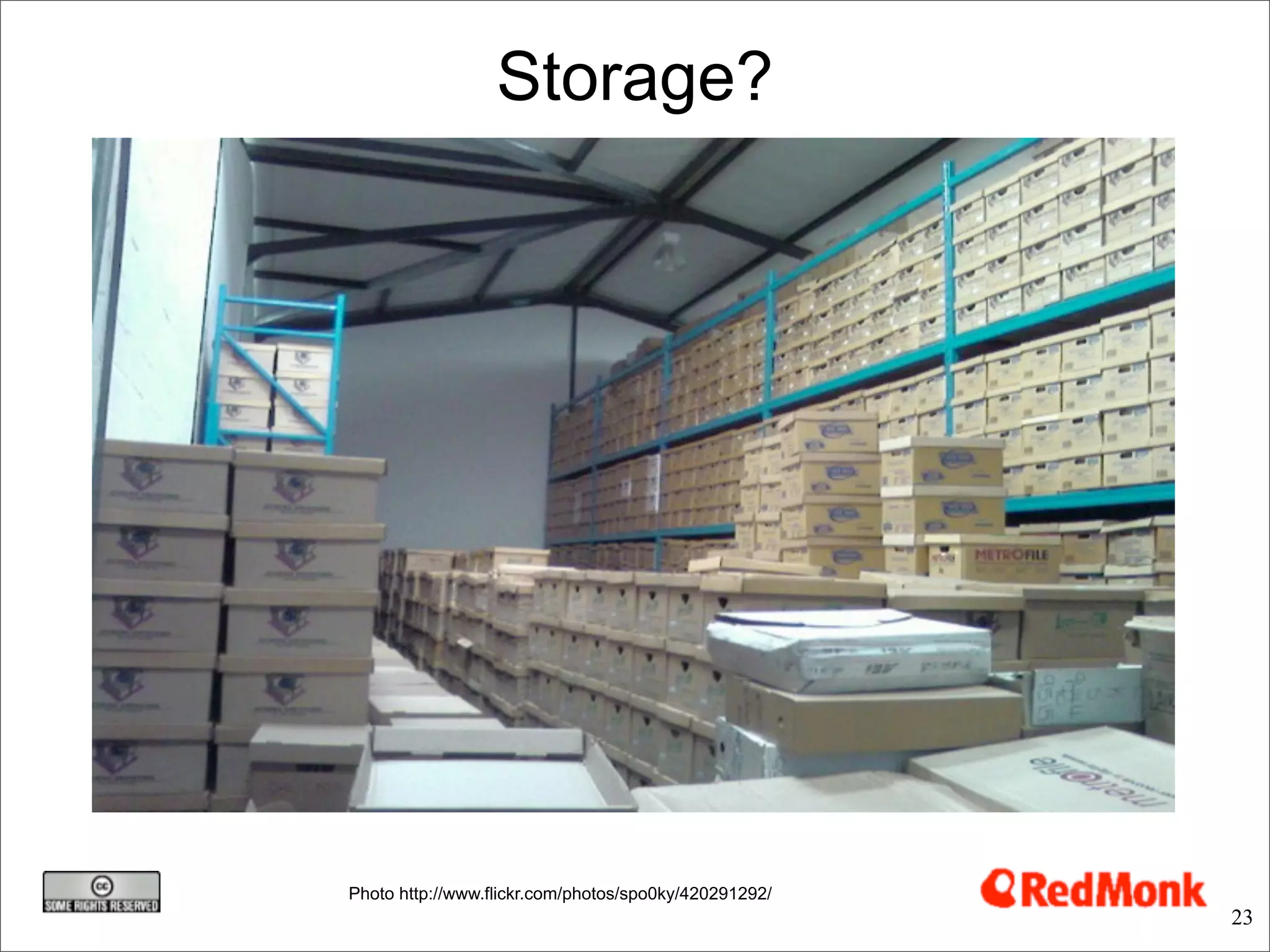 Storage?




Photo http://www.flickr.com/photos/spo0ky/420291292/
                                                       23
 