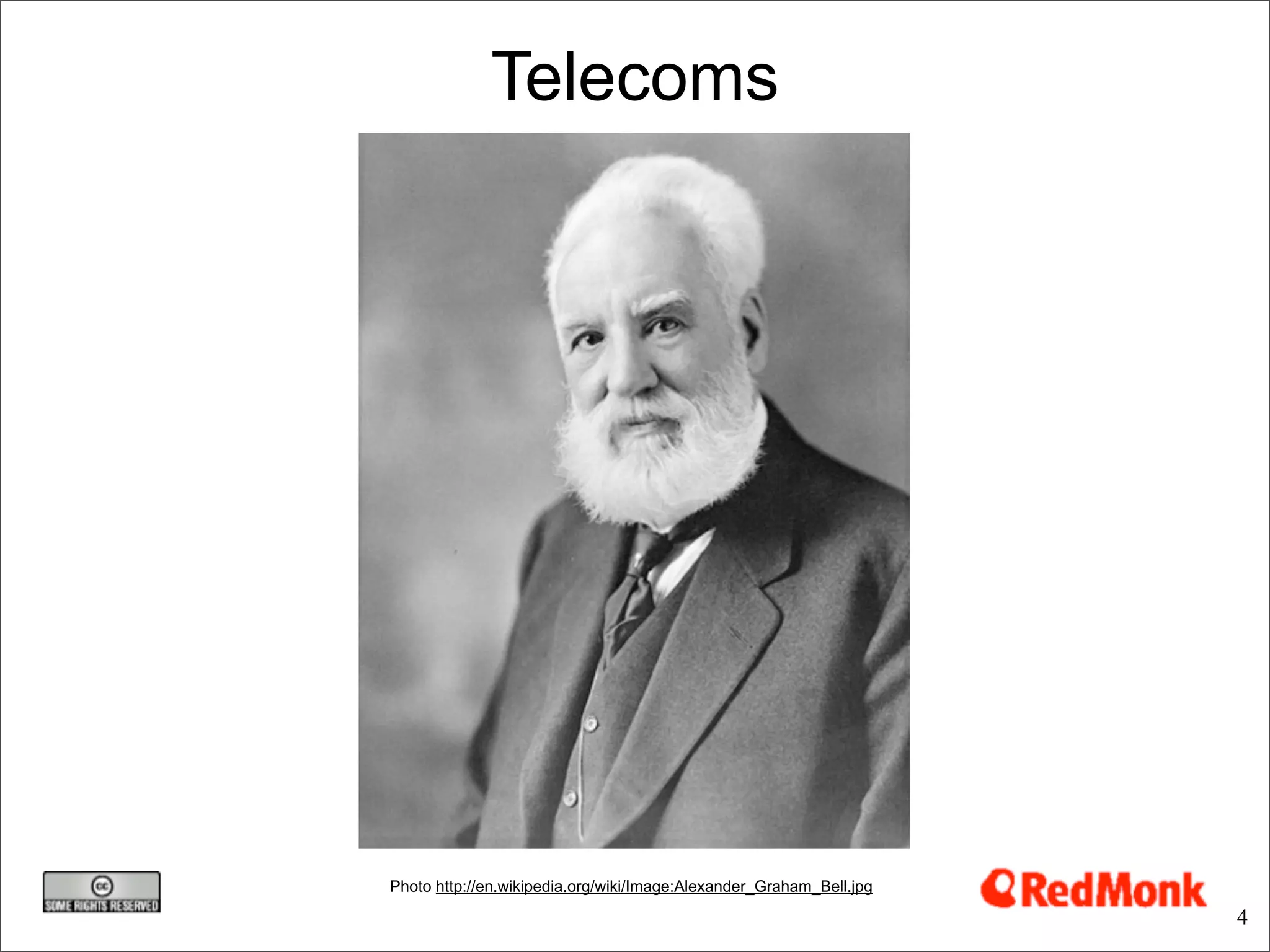 Telecoms




Photo http://en.wikipedia.org/wiki/Image:Alexander_Graham_Bell.jpg

                                                                     4
 