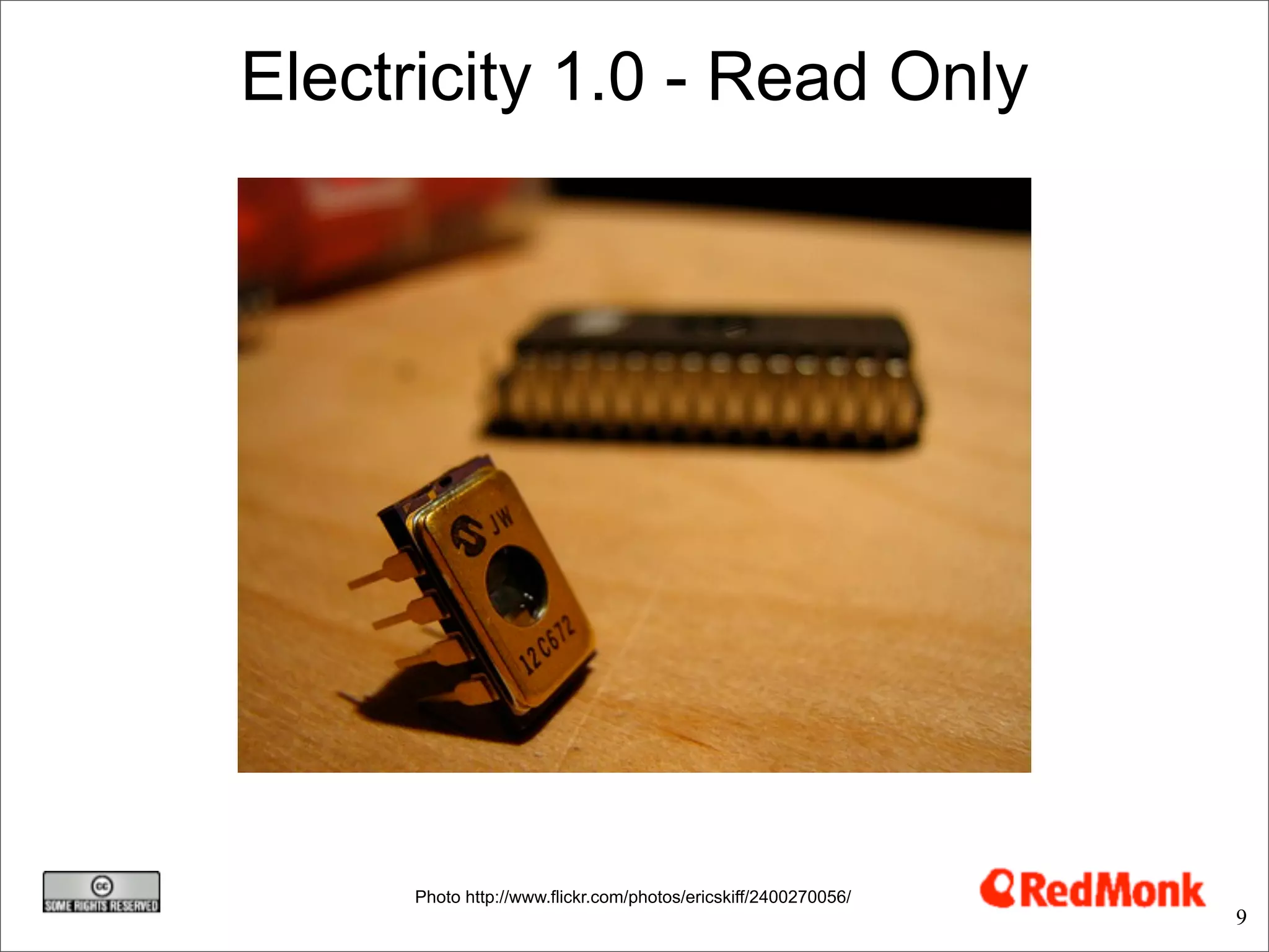 Electricity 1.0 - Read Only




     Photo http://www.flickr.com/photos/ericskiff/2400270056/
                                                                9
 