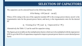 SELECTION OF CAPACITORS
 