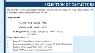 SELECTION OF CAPACITORS
 