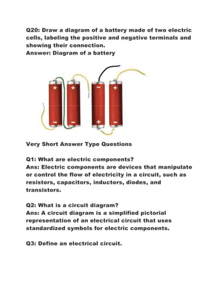 Electricity circuits and their components 7th class Questions and ...