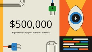 $500,000
Big numbers catch your audience’s attention
 