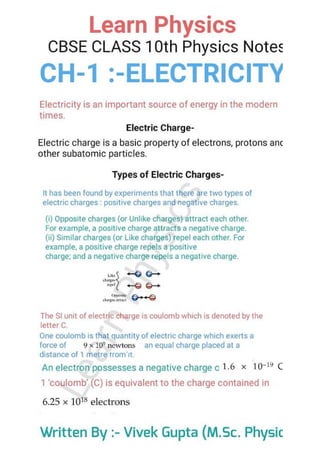 Electricity Complete Note - (Science 8 & 10) | PDF