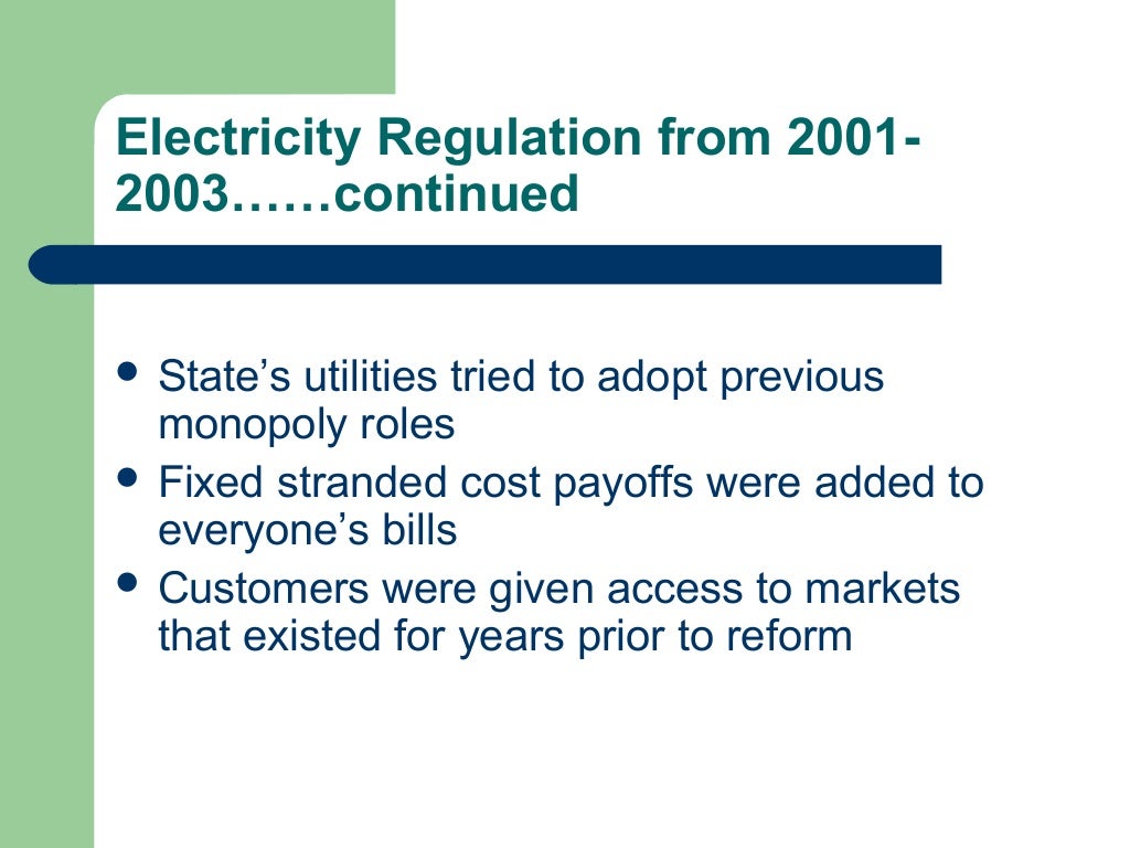 Electricity & its regulations in America