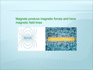 Magnets produce magnetic forces and have 
magnetic field lines 
 