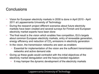 PJM RTOPJM area in the US covers the states of Pennsylvania, New Jersey and Maryland and partly e.g. Delaware, Ohio, Virginia and IllinoisElectricity consumption in whole PJM area is about 710 TWh in year and average spot price 40 €/MWh (2009)Primary forms of generation are coal and gasThe market operator is RTO (Regional Transmission System Operator), which takes care of transmission networks and electricity price calculationMarket model is nodal pricing so electricity price is calculated for over 7000 nodes of the grid both day-ahead and real-time marketsMarket surveillance is tight; the generators’ bids are surveilled almost in real time and various price and offer caps have been setThe hedging of price difference between nodes is done with FTR (Financial Transmission Right) productsMarket participants have to participate to the obligatory capacity markets, which guarantee the sufficient  generation investments Source: FERC Electric Power Markets 2011