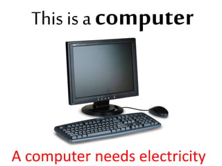 This is a computer
A computer needs electricity
 