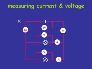 measuring current & voltage
V
V
6V
4A A
A
A
b)
 