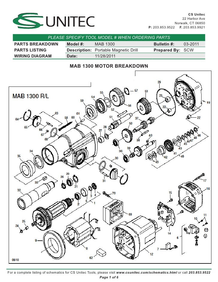 CS Unitec Electric Drills Schematic MAB 1300