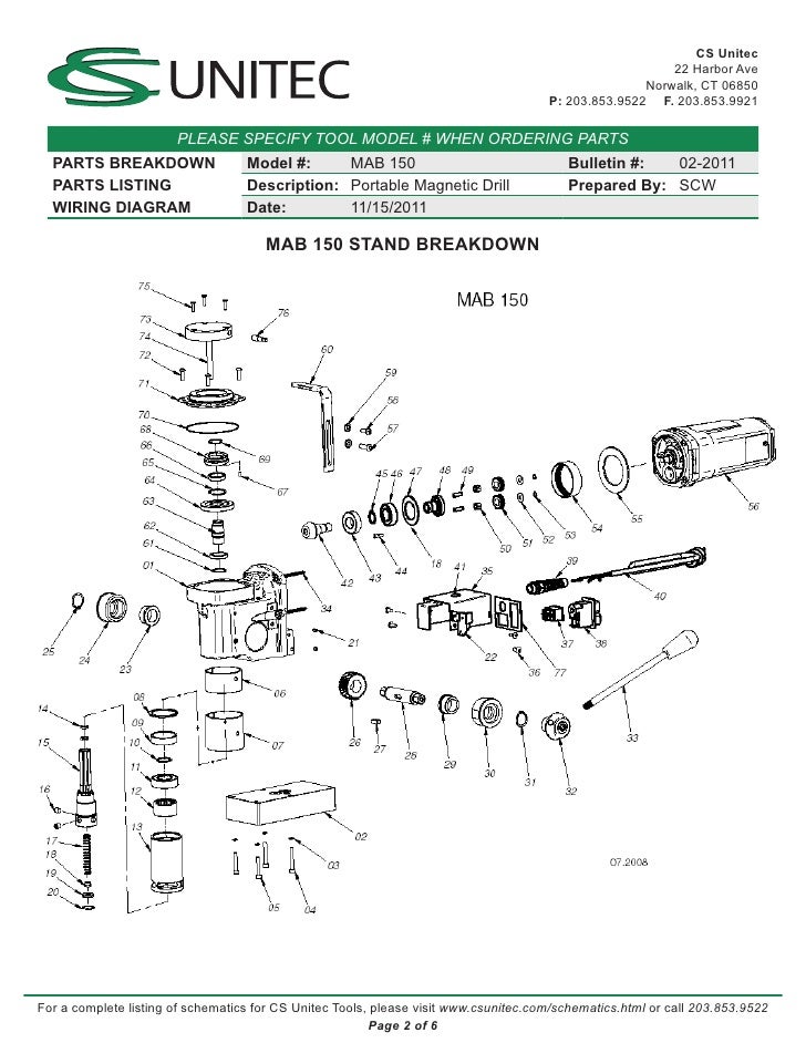CS Unitec Electric Magnetic Drills Schematic: MAB 150 mag drill wiring schematic 
